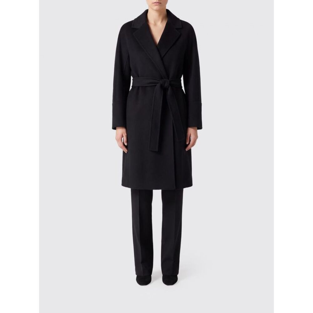 'S Max Mara Women 'S Max Mara 100% Virgin Wool Robe Coat With Waist Tie Belt